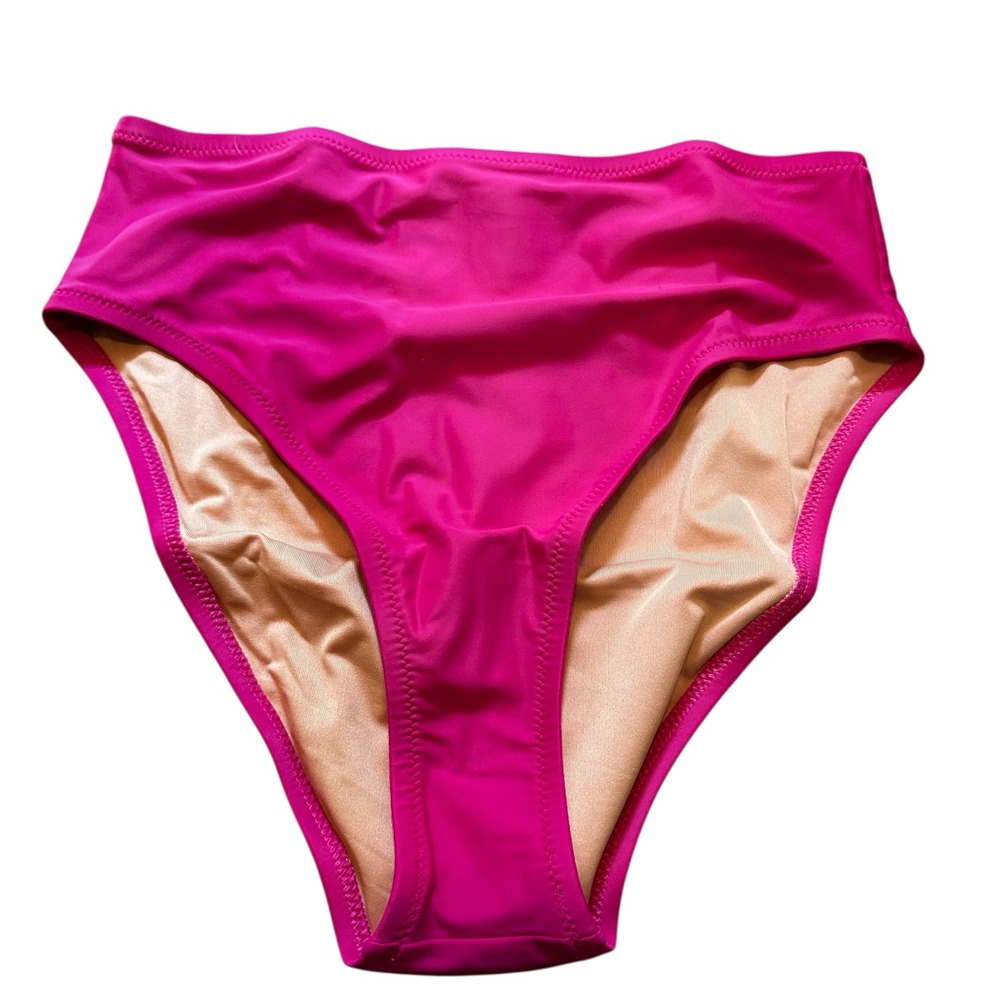 J.Crew High-Waisted Bikini Bottoms Hot Pink Swimsuit Panties New Size S